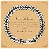 Amangny Son In Law Motivational Gifts from Mother In Law, Remember to never give up no matter what, Inspirational Birthday Cuban Link Chain Bracelet for Son In Law -  Laserchili