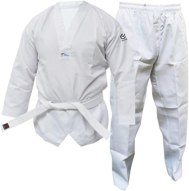 Wacoku Taekwondo Uniform White Adult Kids Dobok WT Approved Mens Womens, 4/170cm