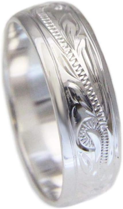 925 sterling silver Hawaiian plumeria scroll raised kuuipo smooth edge 6mm band ring size 3-14