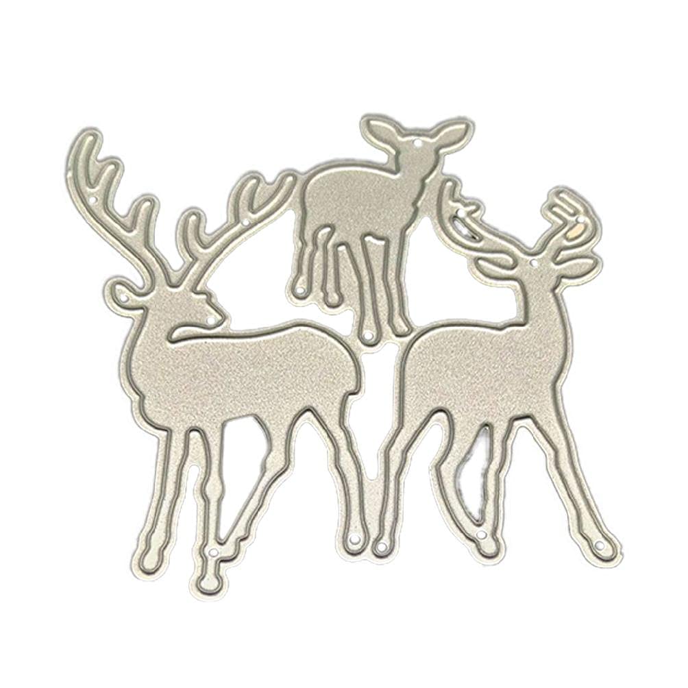 buleerouy Three Christmas Deer Cutting Dies Stencil Scrapbook Album Paper Card Template cutting dies stencil