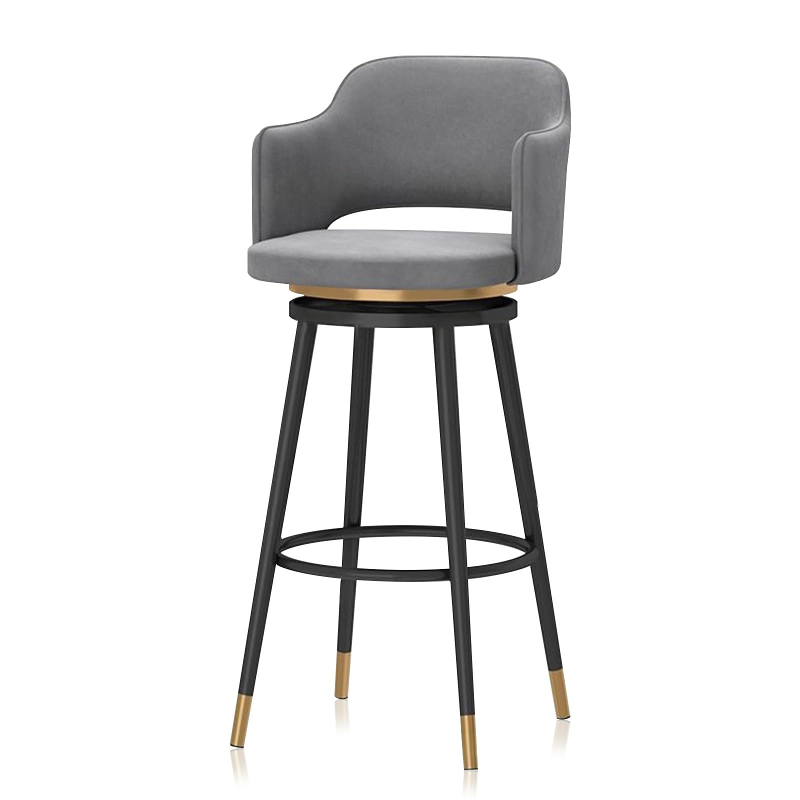 Tabourets de bar en velours et cadre doré pour une salle à manger chic