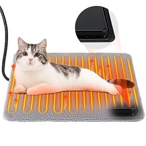 Outdoor Pet Heating Pad with Thermostat, 30W 15.7×12.6 In Extreme Weather Cat Pad, Waterproof Outdoor Warming Pet House Mat, Indoor Outdoor Cat Dog Heated Bed with Antibite Cord for Winter Insulated