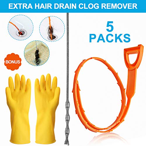 Plumbing Snake Sink Drain Auger, 25 Ft Drain Clog Remover Pipe Snake, Professional Snake Cleaner For Bathtub Drain, Kitchen Sink, Sewer, With Gloves And 5 Pack Plastic Hair Snake - Thumbnail 6