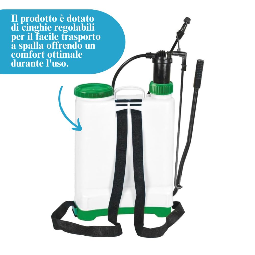 Paluplus Pompa a Pressione Manuale per Giardinaggio, Capacità 16 Litri, Nebulizzatore a spalla con valvola sfiato, 3 ugelli intercambiabili, pompa per irrorazione e disinfestazione delle piante -686F
