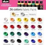 Colorful Permanent Fabric Paint, 26 Colors Soft Fabric Paint in Bottles (30ml/1oz) with Brushes, Palette,Non-Toxic Textile Paint for Clothes, T-Shirts, Shoes Art