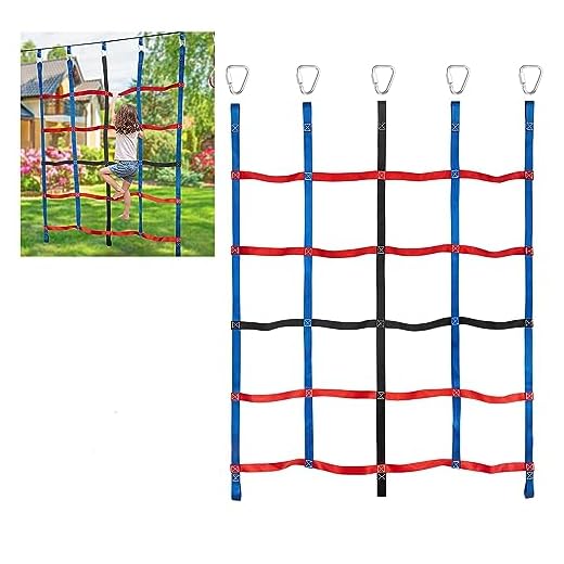 MONT PLEASANT Climbing Cargo Net for Kids Ninja Net Climbing Swingset Polyester Rope Ladder for Jungle Gyms Playground Ribbon Net Obstacle Course Training Climbing Net for Outdoor Treehouse