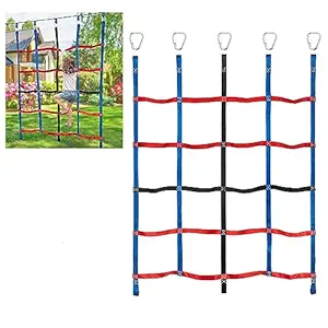 MONT PLEASANT Climbing Cargo Net for Kids Ninja Net Climbing Swingset Polyester Rope Ladder for Jungle Gyms Playground Ribbon Net Obstacle Course Training Climbing Net for Outdoor Treehouse