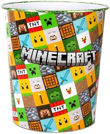 Minecraft Kids Waste Paper Bin for Bedroom, Playing & Study Room