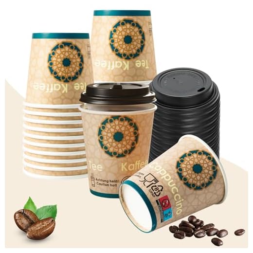 100er Kaffeebecher 200 ml (8 oz) – stabile Pappbecher für Heiß- & Kaltgetränke – Coffee To Go Becher mit Deckel – umweltfreundlich, hitzebeständig & HLKauf-Block