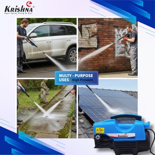 Image of Krishna KR-H1 High Pressure Washer 1800W | 160 Bar | 10L /min | Induction Motor | Electric Jet Cleaner for Car | Home | Patio | Garden | Driveway | Complete Accessory Kit | Portable Design