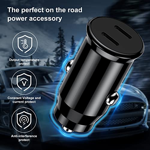 Iphone 11 12 13 14 Car Charger, Dual Port Usb C Power Delivery Fast Car Charging Adapter Plug With 2Pack 6Ft Type C To Lightning Cable Cord For Iphone 14 Pro Max/13 Pro/12 Pro/12 Mini/11/X/Xs/Xr/Ipad #TOP3