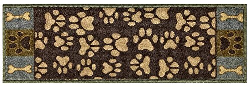 Rugstylesonline Stair Tread Skid Slip Resistant Backing Indoor Carpet Stair Treads Pet Paw Design 8 ½ Inch X 26 ¼ Inch (Set Of 13, Brown Teal) #TOP2