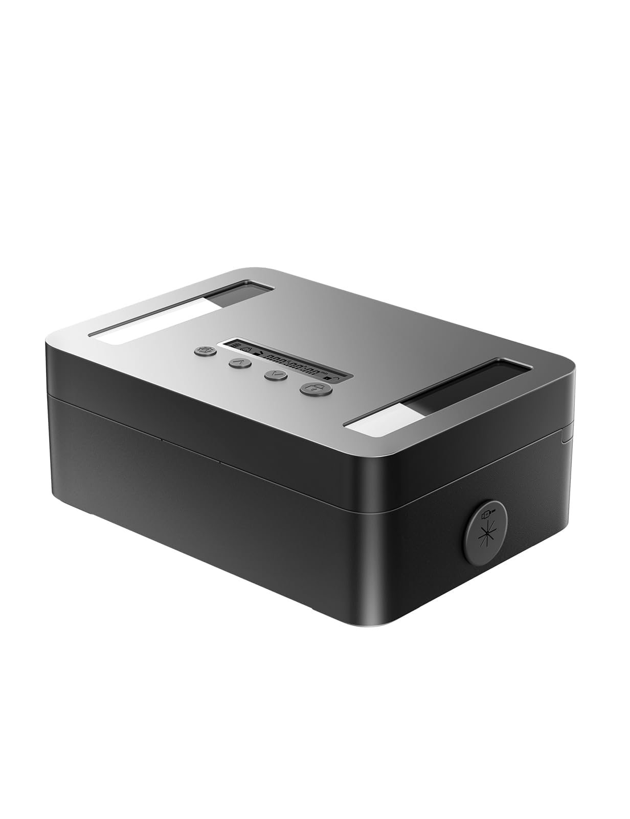 Caja Metálica con Temporizador y USB-C, Tamaño Pequeño | Bloqueo programable hasta 365 días, puerto USB-C, aviso sonoro y función de seguridad infantil.