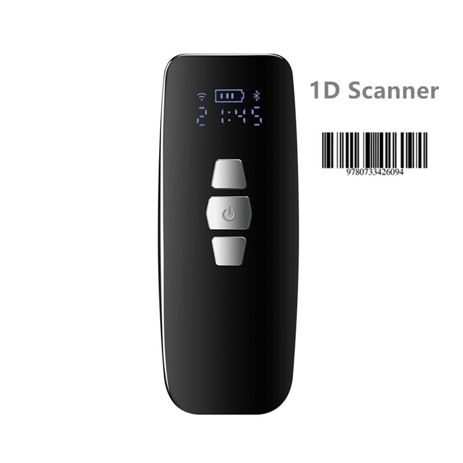 1D QR 2D Escáner de código de Barras inalámbrico Bluetooth 2.4G Wireless USB Lector de códigos de Mini Barra con Cable con LCD Fecha de la Pantalla de la Matriz de escaneo(1D)