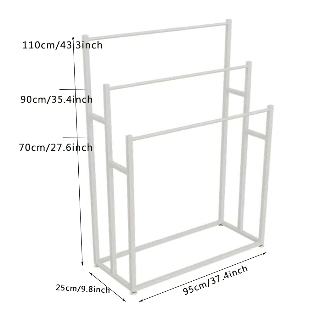 Portasciugamani da Terra, portasciugamani da Bagno in Metallo da Solo per Bagno, Lato Piscina, Uso Interno ed Esterno/Bianco (Bianco)