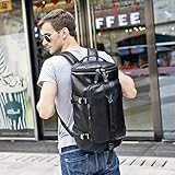 Baosha HB-26 3-Ways Herren Rucksäcke Handgepäck Schultertasche Convertible PU Leder Reisetasche Wanderrucksäcke Sporttasche Travel Duffel Bag Weekender Tasche (Schwarz)