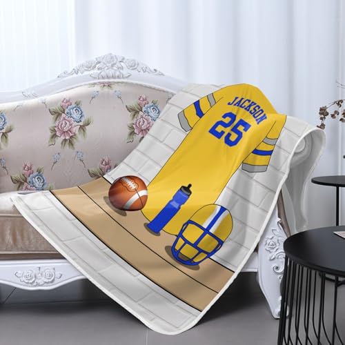 Personalized Name Athlete Sport Football Jersey Lemon Heat Relief Bedding, Gifts for Boys Teens,10x15Inch