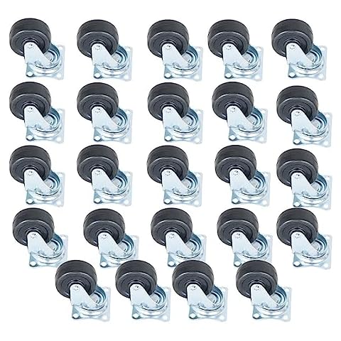 WFLNHB 24 Pack 2" Swivel Caster Wheels Rubber Base with Top Plate & Bearing Heavy Duty Cover