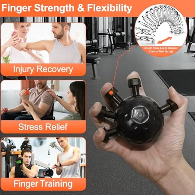 Grip Trainer - Adjustable Finger Grip for Hand and Forearm Strength Development for Musicians, Rock Climbers and Fitness Enthusiasts (Black)