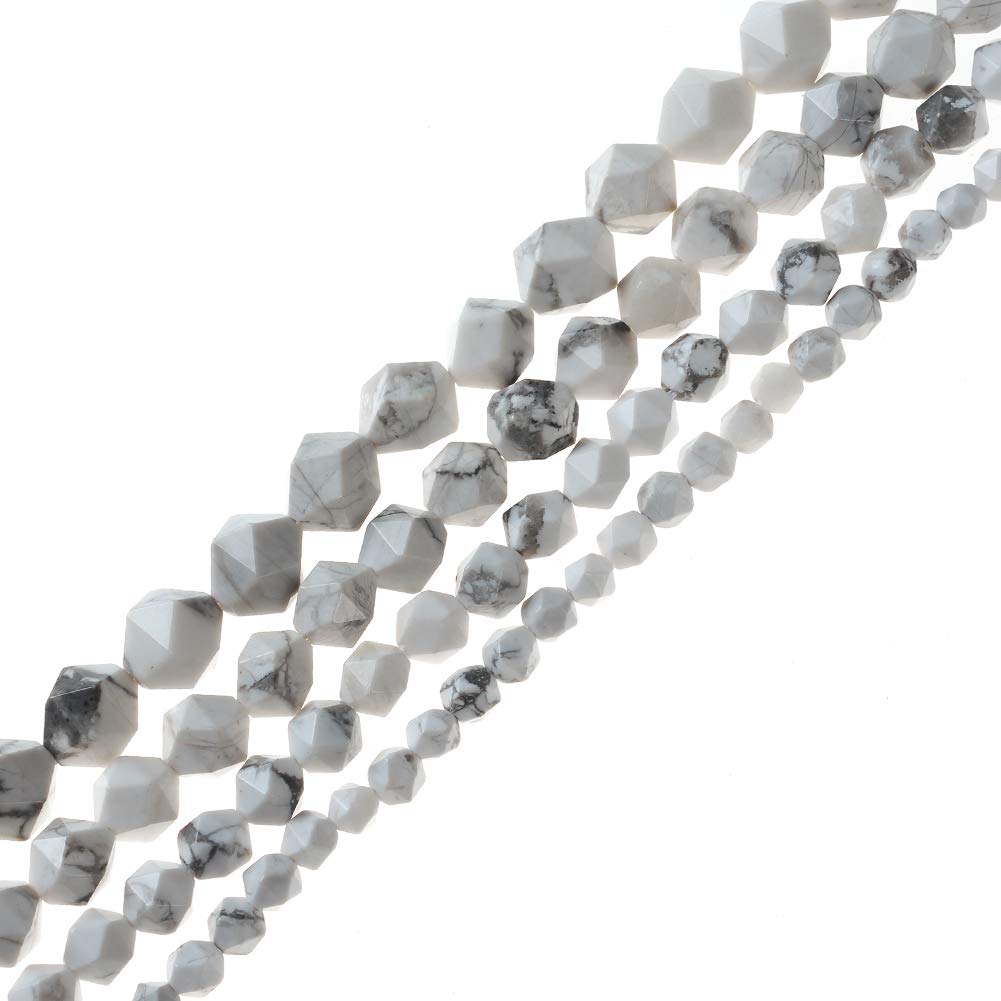 Cuentas facetadas de grado AAA de 6 mm, 8 mm, 10 mm, 12 mm, cuentas de piedra natural, cuentas sueltas para hacer joyas, perles semi(howlita blanca, 12 mm)