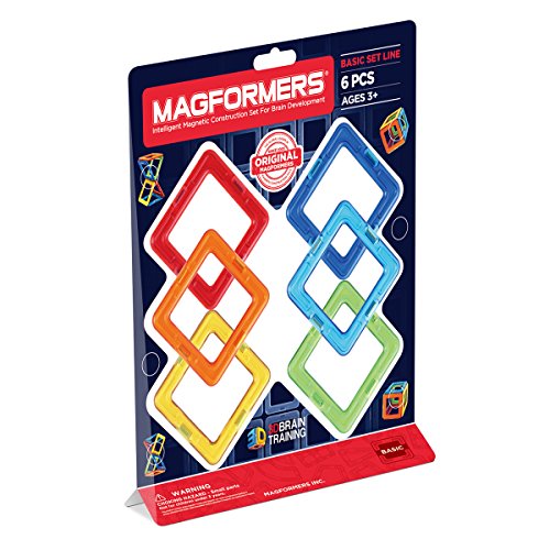 Magformers Square Set (6-Pieces) Magnetic Building Blocks, Educational Magnetic Tiles Kit, Magnetic Construction STEM Set