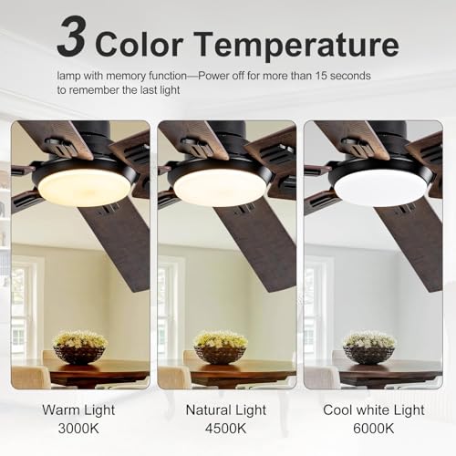 Image of BOOMJOY 60 Inch Black Outdoor Ceiling Fans with Lights and Remote, Dimmable 6 Blade Large Outdoor Ceiling Fans for Patios, Indoor Ceiling Fan with Light for Bedroom Living Room