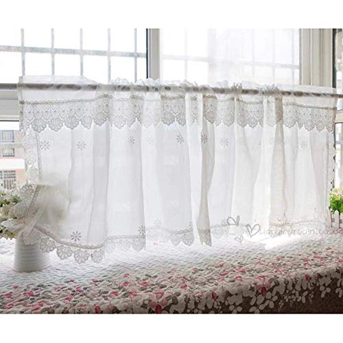 Cortinas cortas para ventana de cocina hechas a mano con panel de gasa 2