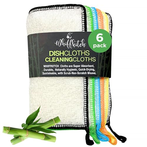 Whiffkitch Dishcloths & Towels for Kitchen, Drying, Durable, Absorbent Washcloths, Non-Scratch, Hygienic, Multi-Surface Cleaning, 6x7 Inches Multi Color, 6 Pack