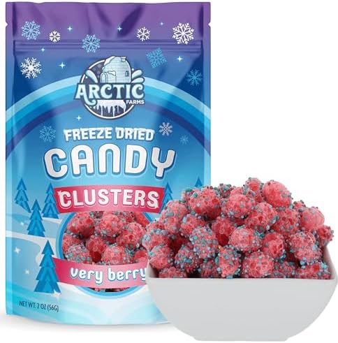 Arctic Farms Freeze Dried Candy Clusters Candies 2oz Bagged and Boxed (Very Berry)