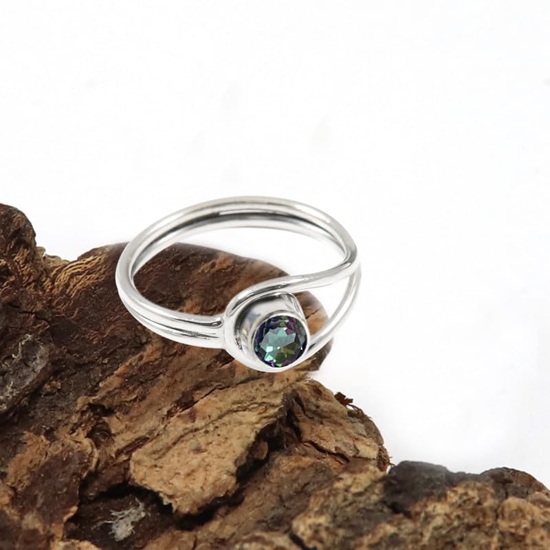 Edelstein Versilberter Bandring Stilvoller Handgefertigter Geschenkartikel Herren und Damen Schmuck JSR-368AA