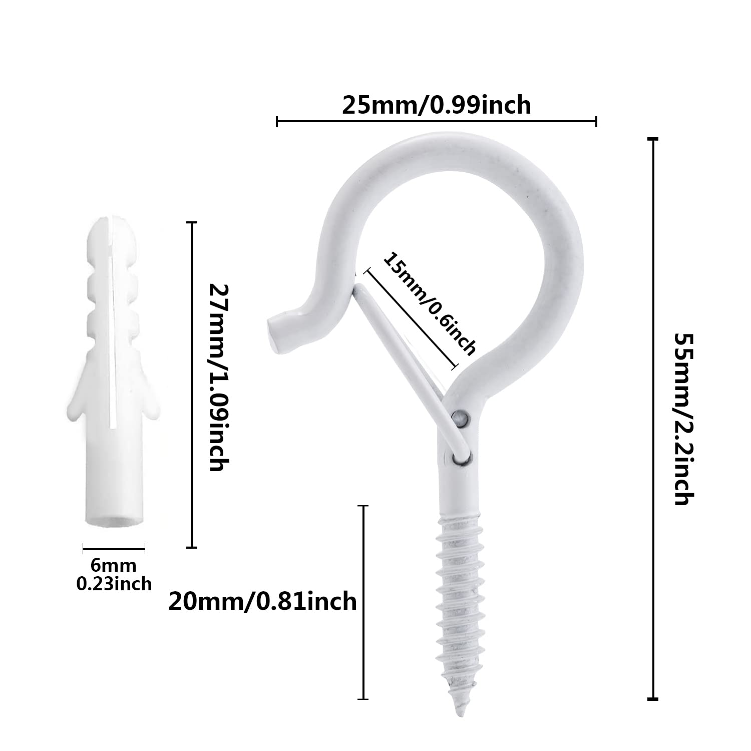 TAIHUIMY Screw Hooks Q-Hanger Hooks for Outdoor String Lights, Christmas Rope Light Clips, Wall Cabinet Ceiling Eye Hooks with Safety Buckle for Wire Party Light Plants Wind Chimes - Image 2