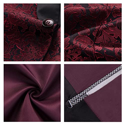 Mens Tuxedo Suit Slim Fit 2 Piece Formal Skinny Paisley Tuxedo Suit Set Shawl Lapel Tuxedo For Wedding Party Jacket & Pants Red #TOP4
