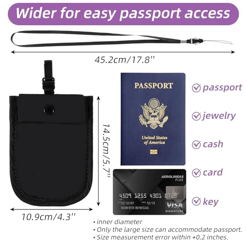 Image of Blocking Travel Bra Undercover Wallet, Hidden Bra Pouch with Adjustable Elastic Strap Proof Under Clothes Secret Pouch for Passport Credit Cards Money Valuables Black