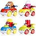 Comius Sharp Coches de Juguete para Niños, 4 Pcs Juguetes para Bebés de Coches de Fricción con Motor de Empuje y Anda de Dibujos Animados de Juguetes Los Mejores Juguetes para Niños de 1 año