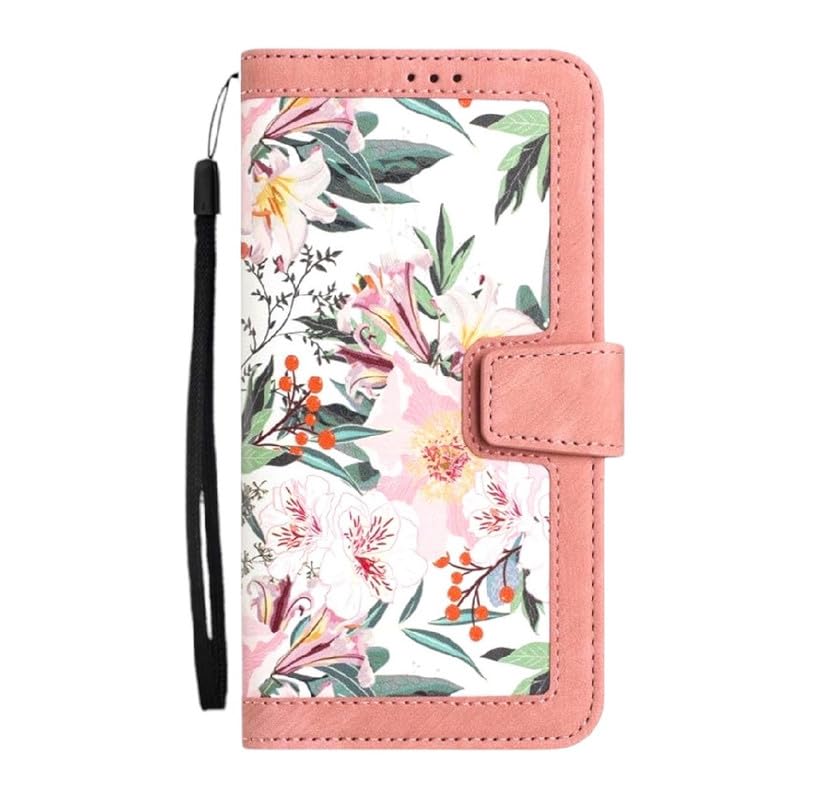 Image of TROUNCE Flip Cover Card Holder Wallet Case | Magnetic Closure | Full Body Protection | Inner Back Cover (Vegan Leather- Floral Pink) for OnePLus Nord 4