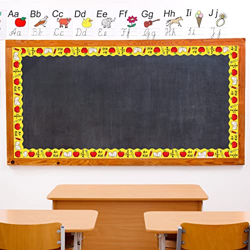 Image of Whaline 69Ft Back to School Bulletin Board Borders Colorful Pencil Apples Border Trim Stickers Welcome Back First Day of School Decorations for Classroom Chalkboard Home Party Decor