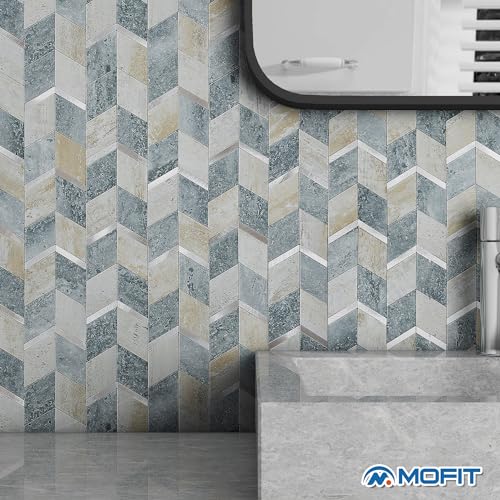 Panneau mural 3D MOFIT bleu vert gris 5 feuilles autocollantes
