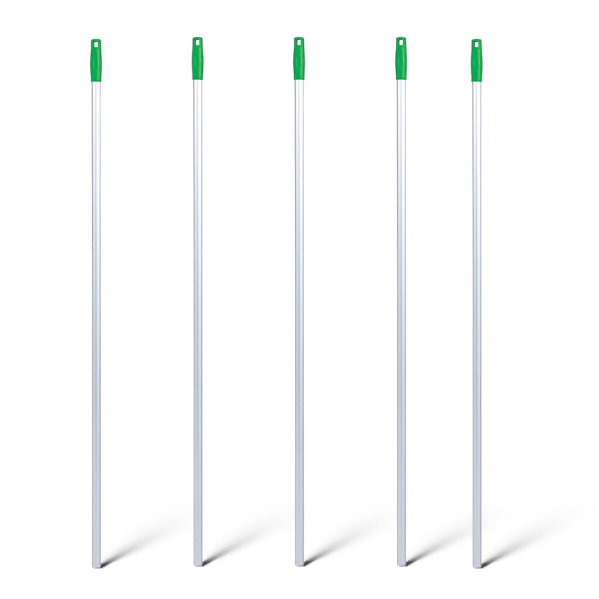 Aardvark Janitorial Supplies Green Pack Of 5 Mop Handles, 125Cm, Aluminium, Screw Fitting, Available In Red, Blue, Yellow And White (Green)