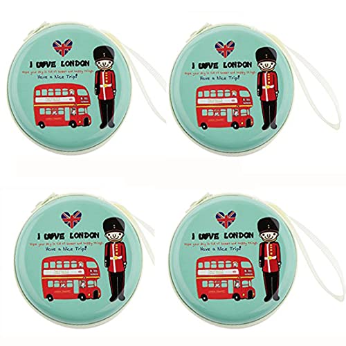Image of Stealodeal Round Aluminium Zipper Headphone Case London LC-02 All Earphones (Pack of 4)