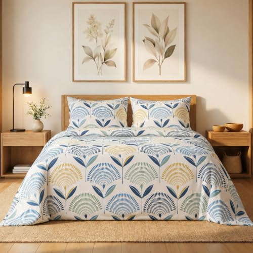 Image of Utopia Bedding Blended Cotton Bedsheet for Double Bed with 2 Pillow Covers | Floral Print Double Bed Bedsheet | 274CM x 228CM