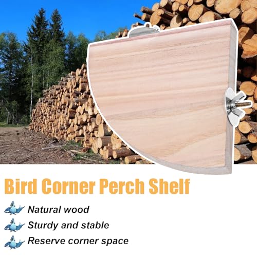 Image of Bird Perch Stand, Wooden Platform for Parrots, Canaries, Cockatiels, Finches, Budgies, Lovebirds, Hamsters, Guinea Pigs, Chinchillas