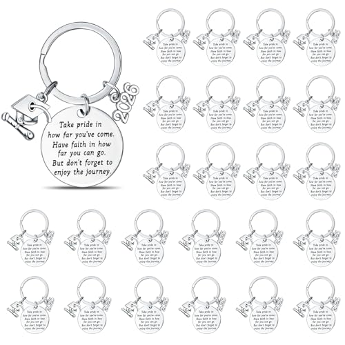 Sasylvia 24 Pcs Graduation Keychain 2025 Bulk Inspirational Graduation Gift Keychain 2025 Class Keychains Gifts Motivational