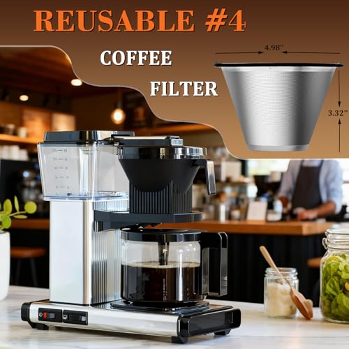 Image of Reusable #4 Coffee Filter for Technivorm Moccamaster KBGV, KBT, Durable Metal Mesh, Stainless Steel #4 Coffee Filter, Durable Metal Mesh, for Richer, Fuller Coffee Flavour
