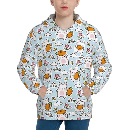 Cute Rabbit Hold Carrot Kid Hoodies Boys Sweatshirts Girls Pullover with Pocket