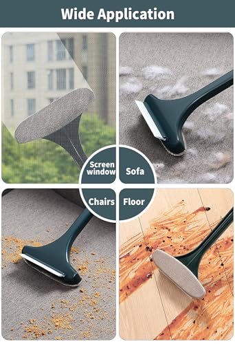 2 STK Reinigungsbürste für Fliegengitter Professionelles Werkzeug zur Reinigung von Fensterreiniger 2 in1 Fensterabzieher und Einwascher mit Griff,Nass und Trockenglasreinigungsbürste (Grün)