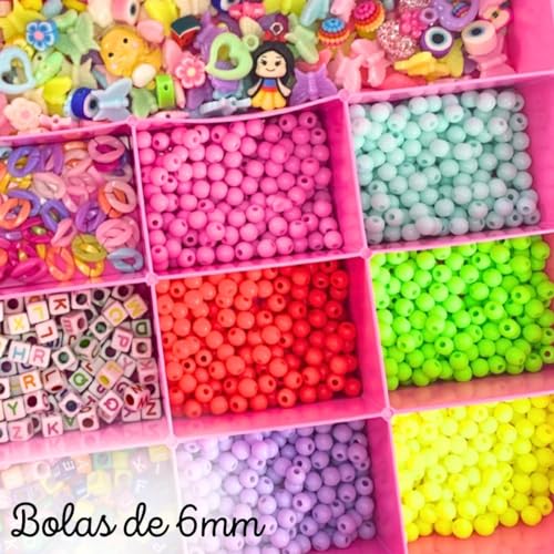 Kit Miçanga Para Pulseira Infantil Com 2000 Peças + Chaveiro Silicone Kawaii Maleta Organizadora de