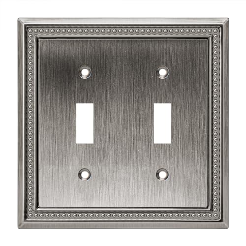 Image of Henne Bery Sunken Pearls Heavy Duty Decorative Wall Plate Switch Plate Outlet Cover (Double Toggle, Heirloom Silver)