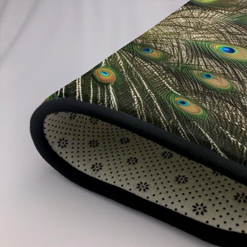 Tapis antidérapant et lavable à imprimé plume de paon pour sol moderne - 6