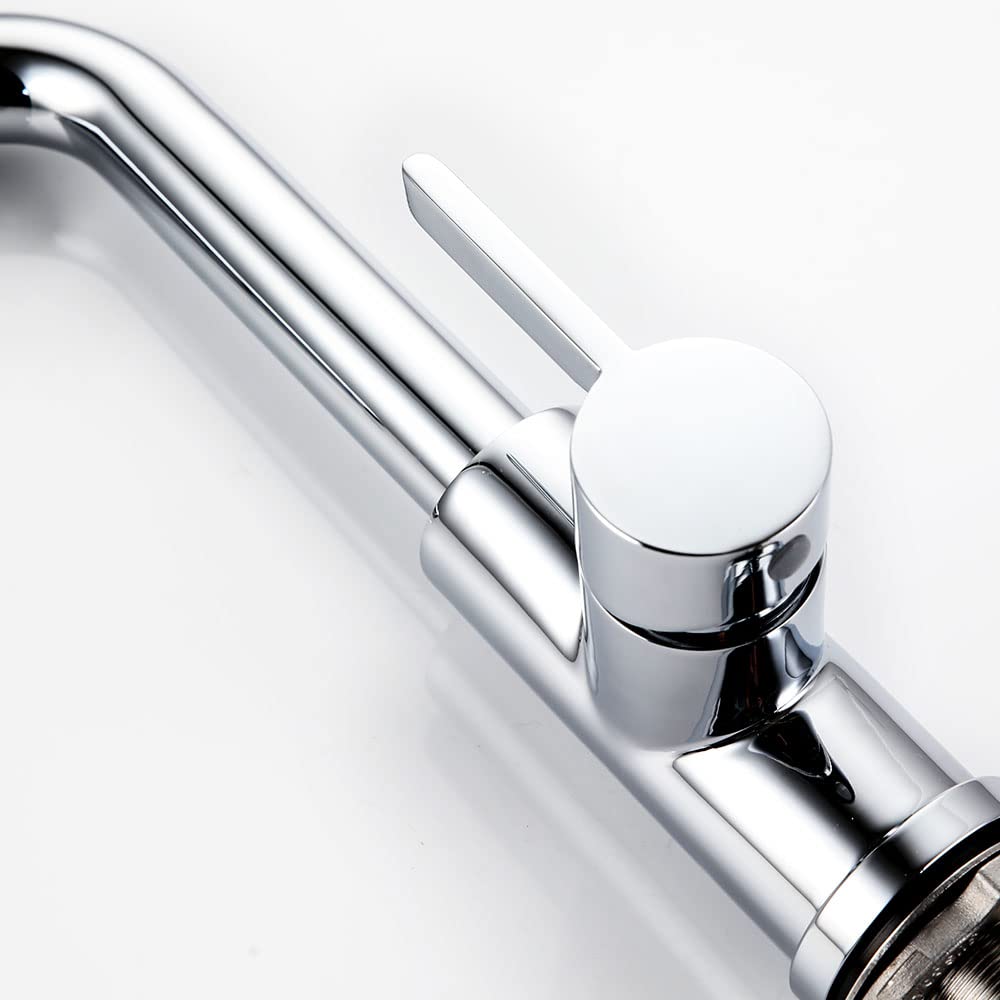 Grifo monomando extraíble y flexible modelo ZIE para fregaderos de cocina. Con apertura en frío. Fabricado completamente en latón cromado brillo