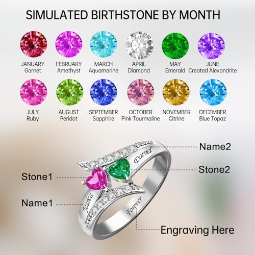 Personalized Birthstone Rings for Women, Customized Promise Ring for Her, Mothers Ring with Birthstones, Mothers Day Gifts for Women Wife Her3